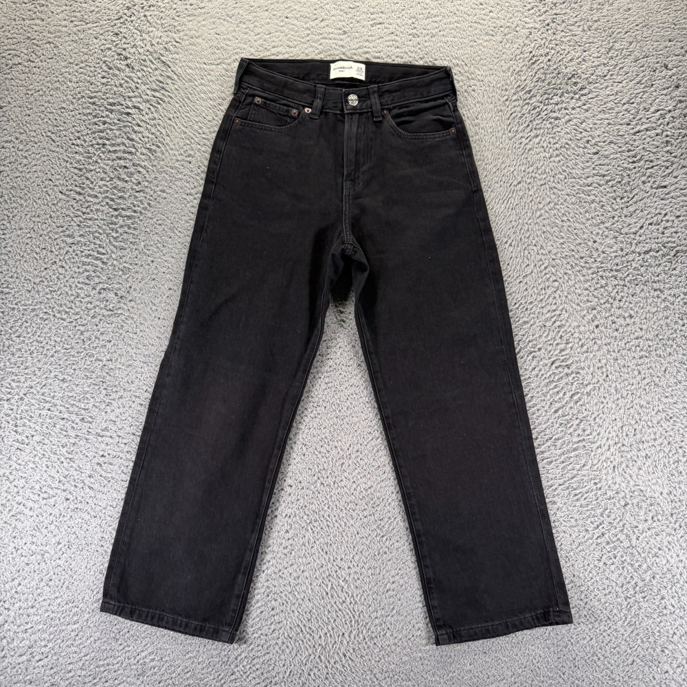 Abercrombie & Fitch Jeans Girl's 10 Black Cotton Denim Straight Baggy Stretch